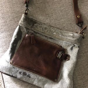 Myra Cowhide Gray Fur Crossbody Bag